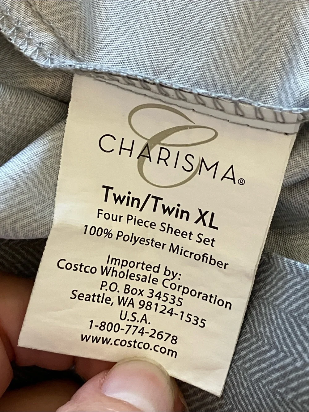 Charisma Brushed Microfiber 2 Standard Pillowcases, grey herringbone print gray